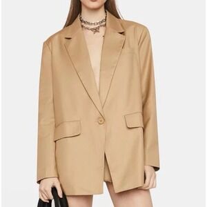 Lioness Welcome to the Jungle Tan Oversized Blazer S 1 Button Fully Lined‎